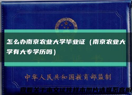 怎么辦南京農業大學畢業證（南京農業大學有大專學歷嗎）縮略圖