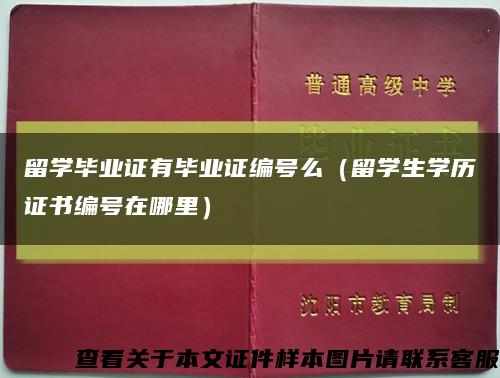 留學畢業證有畢業證編號么（留學生學歷證書編號在哪里）縮略圖