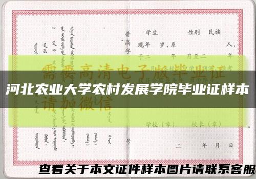 河北農業大學農村發展學院畢業證樣本縮略圖
