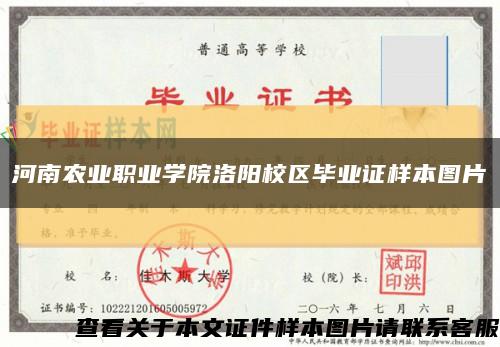 河南農業職業學院洛陽校區畢業證樣本圖片縮略圖