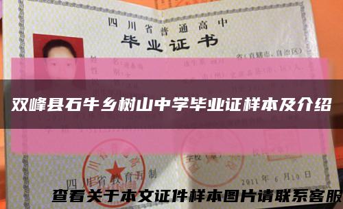 雙峰縣石牛鄉樹山中學畢業證樣本及介紹縮略圖