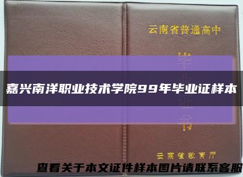 嘉興南洋職業技術學院99年畢業證樣本縮略圖
