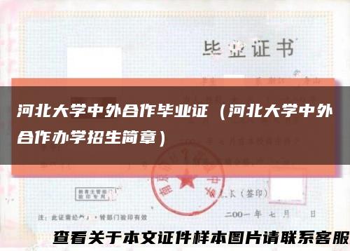 河北大學中外合作畢業證（河北大學中外合作辦學招生簡章）縮略圖