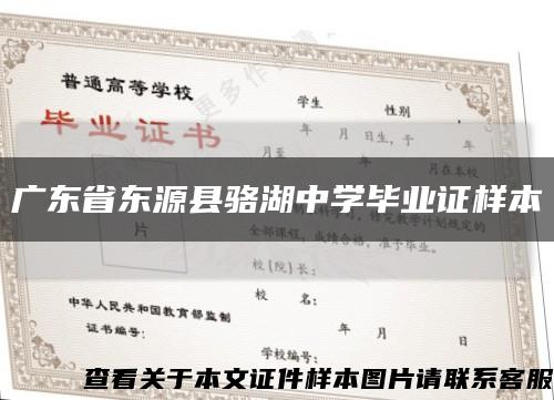 廣東省東源縣駱湖中學畢業證樣本縮略圖