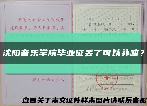 沈陽音樂學院畢業證丟了可以補嘛？縮略圖