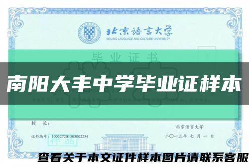 南陽大豐中學畢業證樣本縮略圖