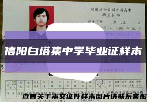 信陽白塔集中學畢業證樣本縮略圖