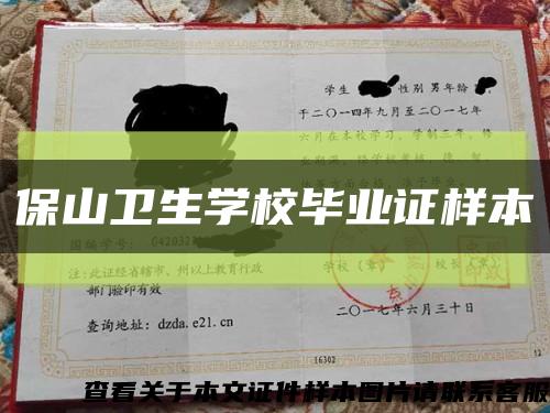 保山衛生學校畢業證樣本縮略圖