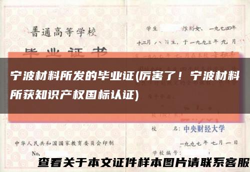 寧波材料所發的畢業證(厲害了！寧波材料所獲知識產權國標認證)縮略圖