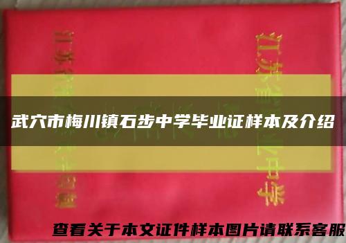 武穴市梅川鎮石步中學畢業證樣本及介紹縮略圖