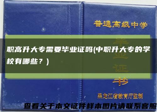職高升大專需要畢業證嗎(中職升大專的學校有哪些？)縮略圖