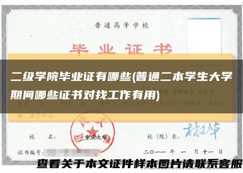 二級學院畢業證有哪些(普通二本學生大學期間哪些證書對找工作有用)縮略圖