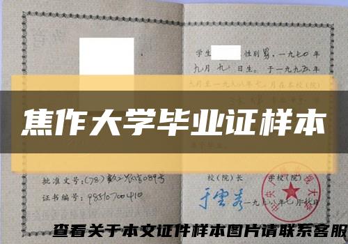 焦作大學畢業證樣本縮略圖