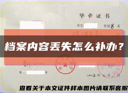 檔案內容丟失怎么補辦？縮略圖