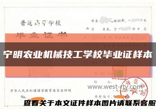 寧明農業機械技工學校畢業證樣本縮略圖