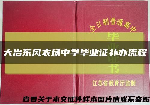 大冶東風農場中學畢業證補辦流程縮略圖