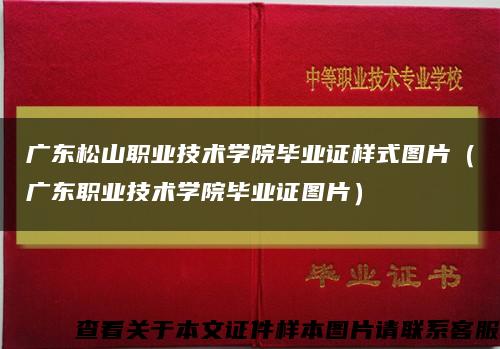 廣東松山職業技術學院畢業證樣式圖片（廣東職業技術學院畢業證圖片）縮略圖