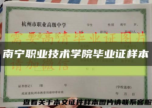 南寧職業技術學院畢業證樣本縮略圖