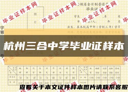 杭州三合中學畢業證樣本縮略圖