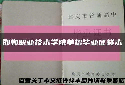 邯鄲職業技術學院單招畢業證樣本縮略圖