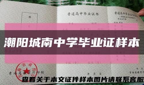 潮陽城南中學畢業證樣本縮略圖