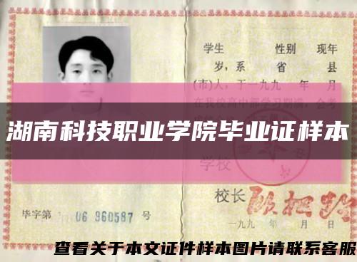 湖南科技職業學院畢業證樣本縮略圖