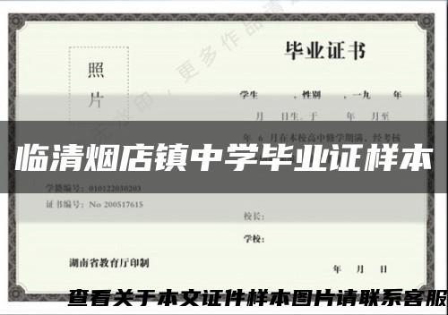 臨清煙店鎮中學畢業證樣本縮略圖