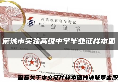 麻城市實驗高級中學畢業證樣本圖縮略圖