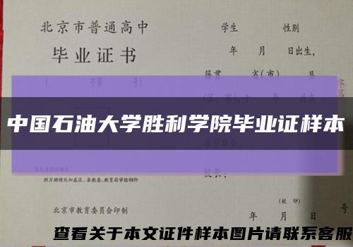 中國石油大學勝利學院畢業證樣本縮略圖