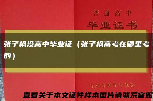 張子楓沒高中畢業證（張子楓高考在哪里考的）縮略圖