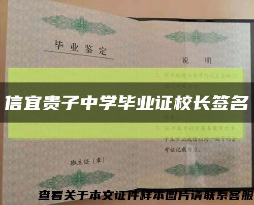 信宜貴子中學畢業證校長簽名縮略圖