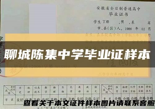 聊城陳集中學畢業證樣本縮略圖