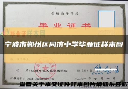 寧波市鄞州區同濟中學畢業證樣本圖縮略圖