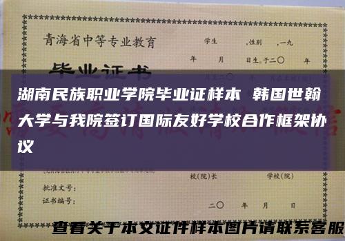 湖南民族職業學院畢業證樣本 韓國世翰大學與我院簽訂國際友好學校合作框架協議縮略圖