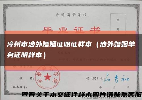 漳州市涉外婚姻證明證樣本（涉外婚姻單身證明樣本）縮略圖
