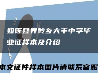 如陳縣界嶺鄉大豐中學畢業證樣本及介紹縮略圖