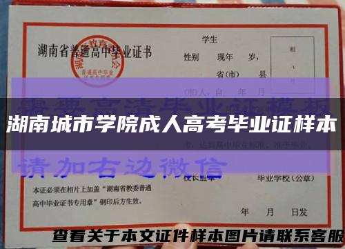 湖南城市學院成人高考畢業證樣本縮略圖