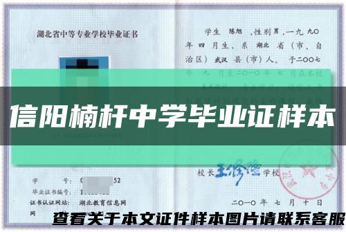 信陽楠桿中學畢業證樣本縮略圖