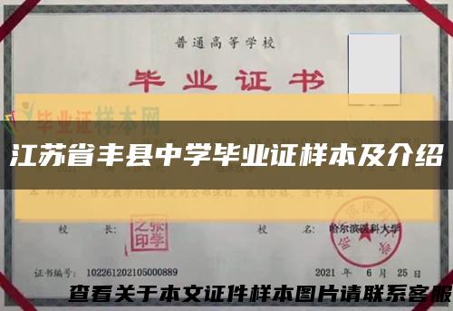 江蘇省豐縣中學畢業證樣本及介紹縮略圖