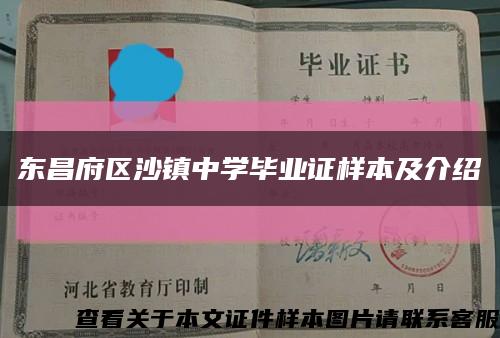 東昌府區沙鎮中學畢業證樣本及介紹縮略圖