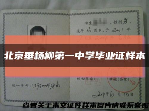 北京垂楊柳第一中學畢業證樣本縮略圖