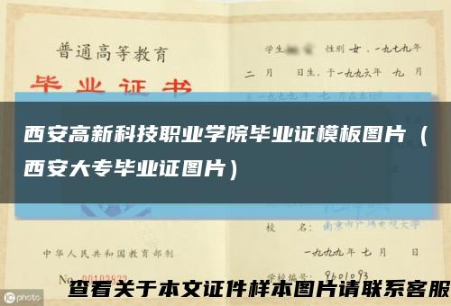 西安高新科技職業學院畢業證模板圖片（西安大專畢業證圖片）縮略圖