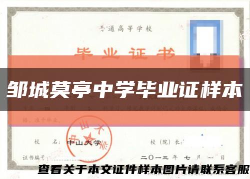 鄒城莫亭中學畢業證樣本縮略圖