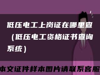 低壓電工上崗證在哪里查（低壓電工資格證書查詢系統）縮略圖