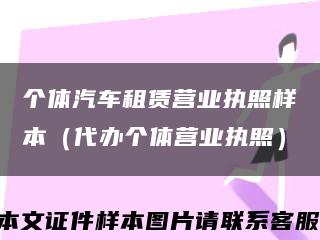 個體汽車租賃營業執照樣本（代辦個體營業執照）縮略圖