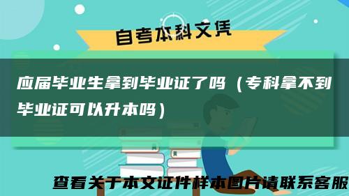 應屆畢業生拿到畢業證了嗎（?？颇貌坏疆厴I證可以升本嗎）縮略圖