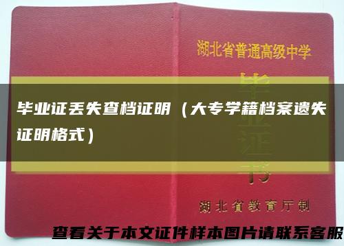 畢業證丟失查檔證明（大專學籍檔案遺失證明格式）縮略圖