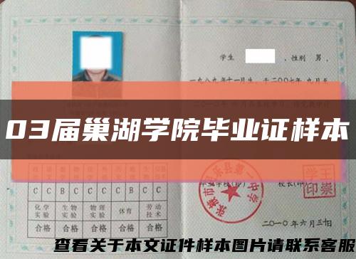 03屆巢湖學院畢業證樣本縮略圖