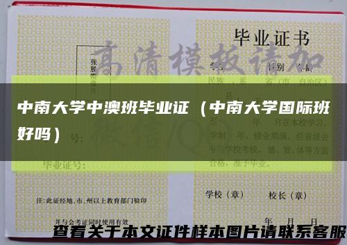 中南大學中澳班畢業證（中南大學國際班好嗎）縮略圖