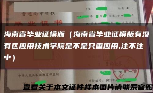 海南省畢業證模版（海南省畢業證模版有沒有區應用技術學院是不是只重應用,注不注中）縮略圖